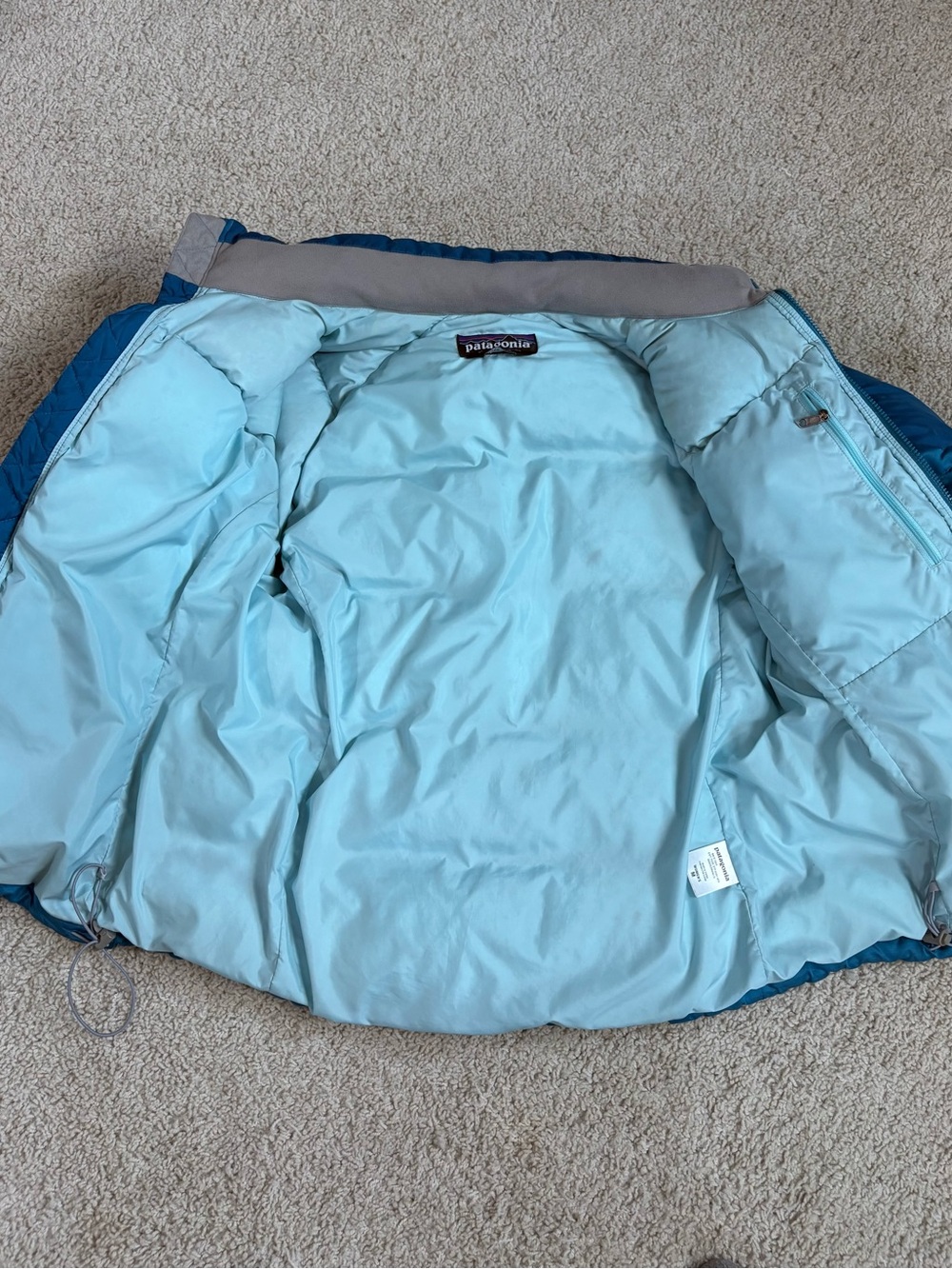 Women's PATAGONIA Teal Blue FITZ ROY Goose Down PUFFER Insulated WINTER JACKET M - Picture 3 of 4
